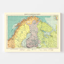 Vintage Map of Northern European Ports, 1922