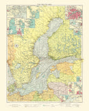 Vintage Map of Baltic Sea, 1922