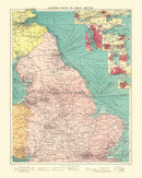 Vintage Map of Eastern Great Britain Ports, 1922
