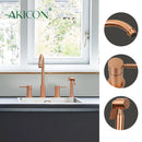 Two-Handles Copper Widespread Kitchen Faucet with Side Sprayer - AK96866