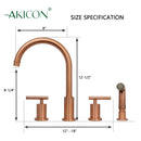 Two-Handles Copper Widespread Kitchen Faucet with Plastic Side Sprayer - AK96866N1