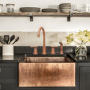 Two-Handles Copper Widespread Kitchen Faucet with Plastic Side Sprayer - AK96866N1