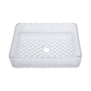 Rectangle Vessel Sink With Diamond Texture With Pop Up Drain (No Faucet) - White
