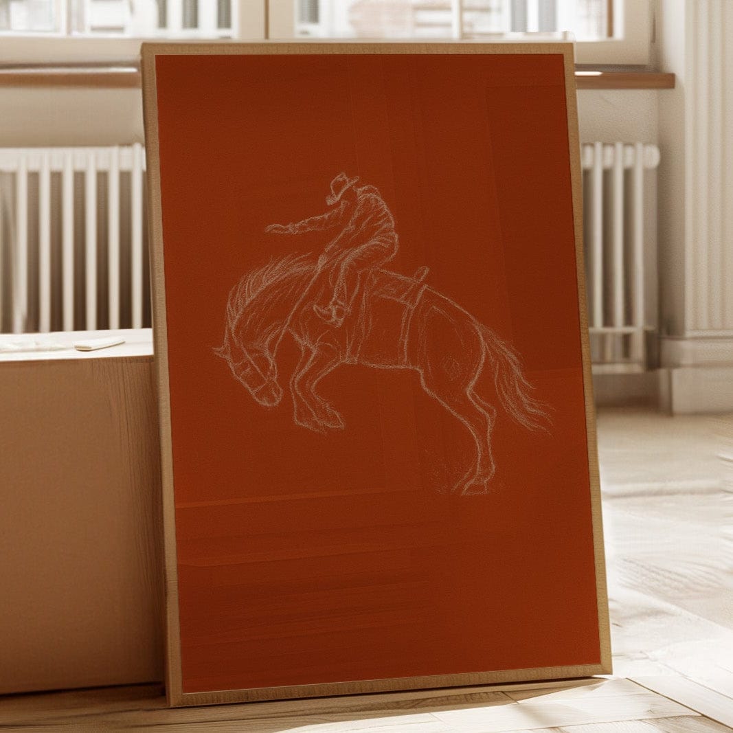 Minimalist Bronco Rider Sketch