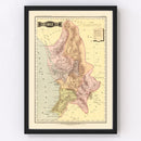 Vintage Map of Tepic, Mexico 1886