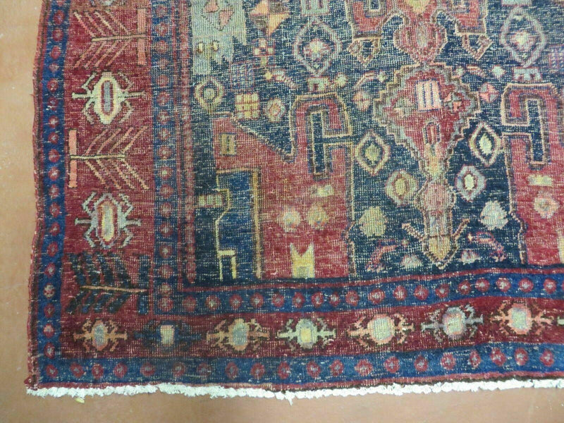 4' X 10' Antique Handmade Turkish Floral Tribal Oriental Wool Rug