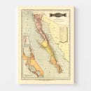 Vintage Map of Baja California, 1886