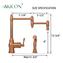 One-Handle Copper Pot Filler Kitchen Faucet with Side Sprayer - AK96918P2