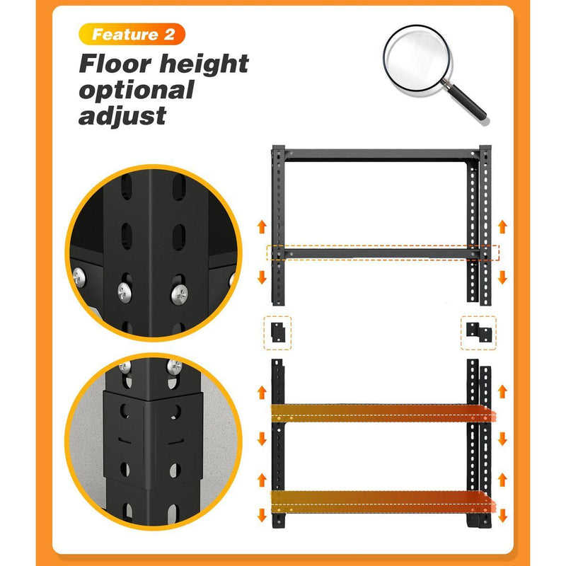 Household storage rack, adjustable display rack, basement balcony storage rack, carbon steel storage rack, 120cm * 40cm * 180cm, five floors (black)