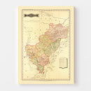 Vintage Map of Queretaro Mexico, 1886
