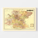 Vintage Map of Guanajuato Mexico, 1886