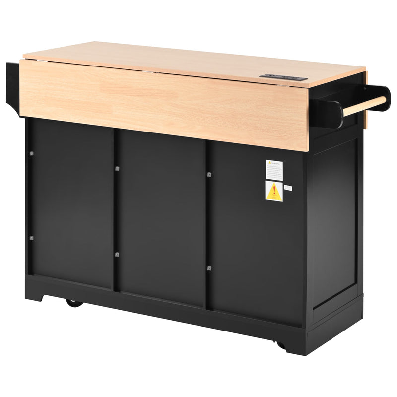 K&K 55.7'' Large Kitchen Island with 2 Drop Leaf, photo 6 of 10