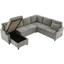 U-Shaped Sectional Sleeper Sofa With Ample Storage Space, 2 Cup Holders And Charging Ports For Living Room by HouseOfZazla