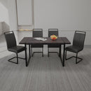 59 "Rural Industrial Rectangular MDF Black Dining Table Set and PU Armless Dining Chair Set, 4 pieces. Kitchen Black Metal Table Leg Dining Chair Set