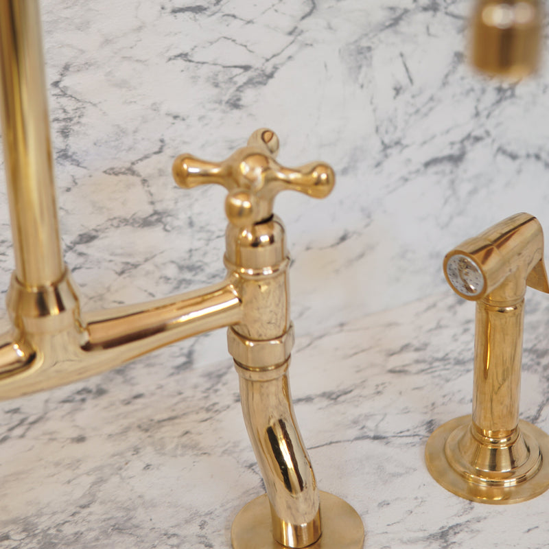 Elegant Curved Leg Brass Bridge Faucet - BRASSMA