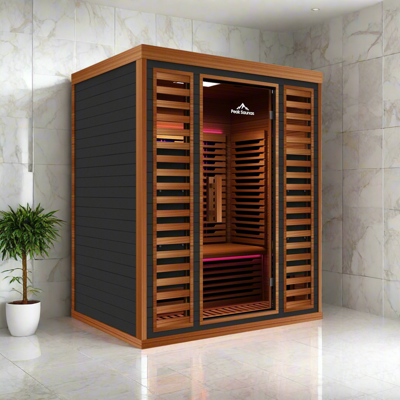 Peak Saunas Matterhorn Luxury 3-Person Full Spectrum Infrared Sauna with Two XL Medical-Grade Red Light Therapy Panels & Smart WiFi App Control