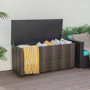 96 Gallon PE Wicker Outdoor Storage Box with 4 Wheels by LJGDeals