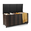 96 Gallon PE Wicker Outdoor Storage Box with 4 Wheels by LJGDeals
