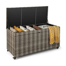 96 Gallon PE Wicker Outdoor Storage Box with 4 Wheels by LJGDeals