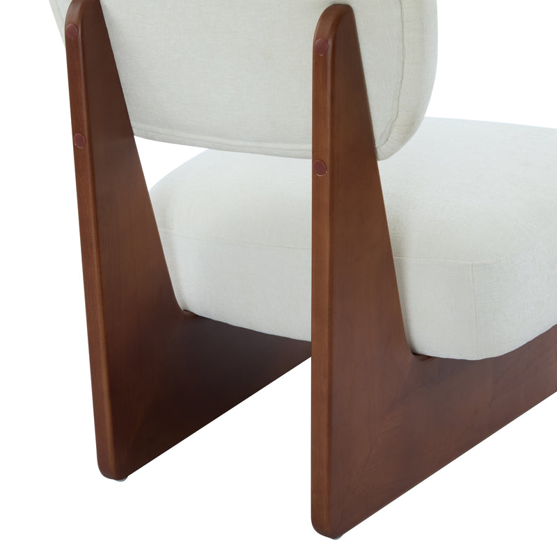 [Set of 2] Modern Beige Lounge Chair with Polyester Upholstery, Sturdy Wood Base With Walnut Finish, Minimalist and Stylish Accent Seating for Living Room, Bedroom, or Office