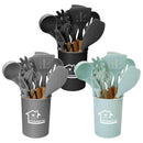 Silicone Kitchen Utensil Set: Heat-Resistant Wooden Handles by LJGDeals