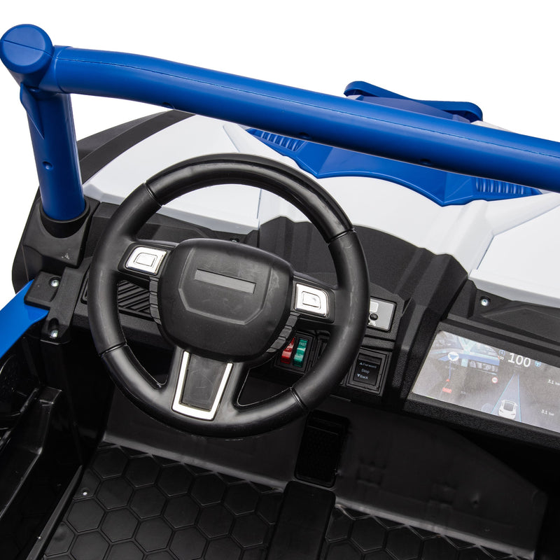 24V Ride On XXL UTV car for kid,2seater with two safety belts, Side by Side 4x4 Ride on Off-Road Truck with Parent Remote Control, Battery Powered Electric Car w/High Low Speed, two safety belts.