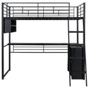 Loft Bed With LED Desk And 4 Storage Shelves