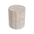 Elegant Indoor/Outdoor Lightweight Concrete Side Table With Travertine - Beige by HouseOfZazla