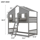 House Bunk Bed With Roof, Window, Window Box, Door, With Safety Guardrails And Ladder by Unique Piece Furniture