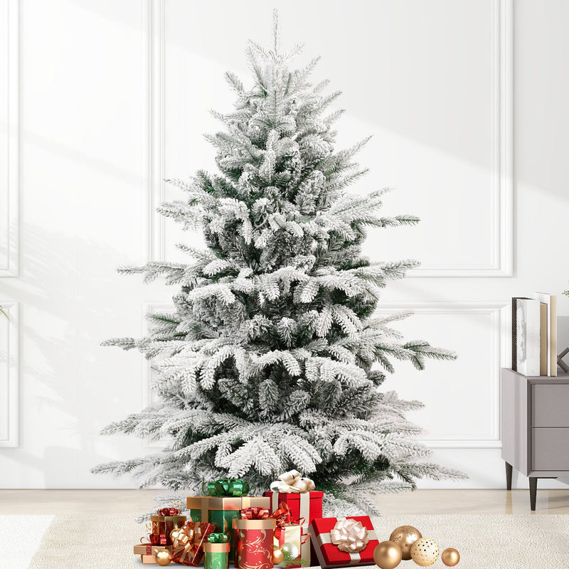6FT Snow Flocked Artificial Christmas Tree with LED Lights, photo 3 of 10