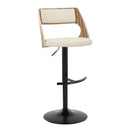 Cecina - Contemporary Adjustable Barstool With Swivel With Rounded T Footrest (Set of 2) - Black / Zebra / Cream by HouseOfZazla