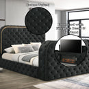 Kana - Eastern King Bed With LED, Fireplace & TV Stand - Black by HouseOfZazla