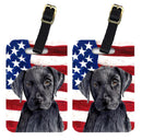 USA American Flag with Labrador Luggage Tag
