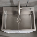 24" Stainless Steel Washing Sink With Faucet Hoses And Drain Head Only (Update) - Silver by HouseOfZazla