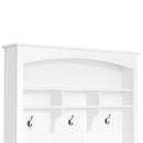 47.2" Wide Hall Tree with Bench and Shoe Storage, Multi-functional Storage Bench with 3 Hanging Hooks & Open Storage Space, Rectangle Storage & Shelves Coat Rack for Hallway, White