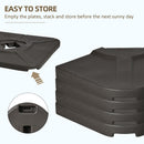 4-Piece 175lb Cantilever Patio Umbrella Base Weights for Offset Hanging Umbrella, HDPE Water or Sand Filled Umbrella Weights for Cross Base Stand, Brown