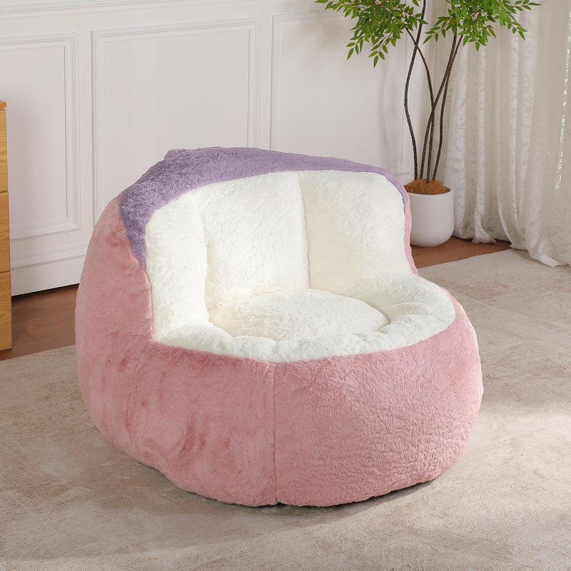 Oversized Multicolor Faux Fur Bean Bag Chair, photo 3 of 10