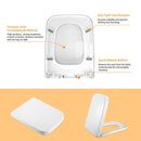 Square Toilet Seat with Grip-Tight Bumpers, Quiet-Close & Quick-Release – White