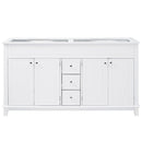 Bathroom Vanity Cabinet Only, 3 Drawers & 4 Doors With Double Layer Shelves - White
