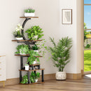8 Tier Indoor Plant Stand With 5 Grow Lights For Living Room - Rustic Brown by HouseOfZazla