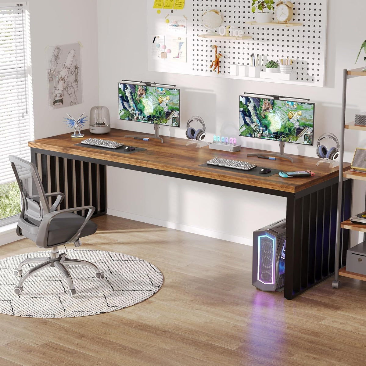 Double Computer Desk For 2 Person, Extra Long Workstation, photo 6 of 8