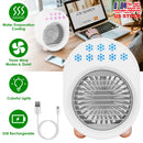 4 In 1 Portable Mini Desktop Air Conditioner Fan Water Mist Cooling Fan USB Rechargeable Humidifier Fan Evaporative Air Cooler 3 Wind Modes Colorful L
