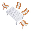 4 Piece Set Of Modern Striped Color- Blocking Single Chairs With Long Table by HouseOfZazla