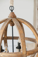 4 - Light Wood Chandelier, Hanging Light Fixture with Adjustable Chain for Kitchen Dining Room Foyer Entryway, Bulb Not Included