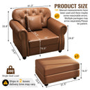 Upholstered Sofa With Nailhead Trim, Rolled Armrests With Ottoman by HouseOfZazla