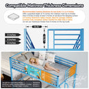 Bunk Bed, Convertible To 2 Separate Twin Size Beds With Full Length Guardrail & Ladder, No Box Spring Needed - Blue by HouseOfZazla