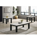 Modern 3 Piece Living Room Table Set With Faux Marble Top Wooden - Black / White by HouseOfZazla