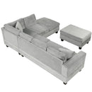 Modern Sectional Sofa With Storage Ottoman, L - Shape Couch With 2 Pillows And Cup Holders by HouseOfZazla