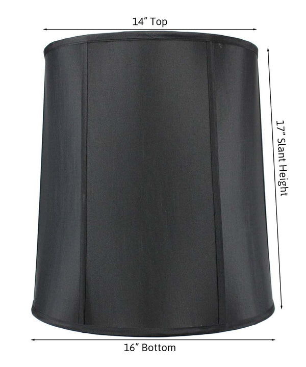 14"x16"x17" Large Drum Lampshade Black Shantung, Large Cylinder Replacement Lamp Shade for Tall Table Lamps, photo 2 of 5
