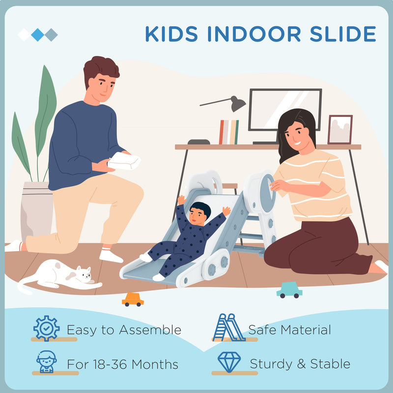 Toddler Slide, Indoor Foldable Kids Slide for Boys Girls 1.5-3 Years Old, Gray